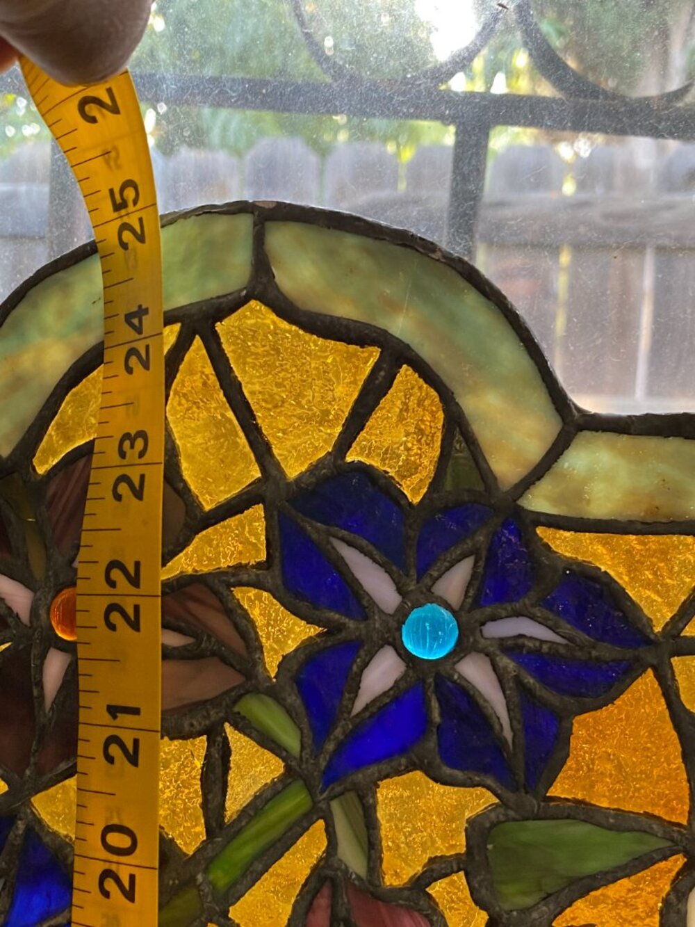 Antique Stained Glass Leaded Panel Victorian Salvage Mosaic Periwinkle Flowers - Picture 13 of 14